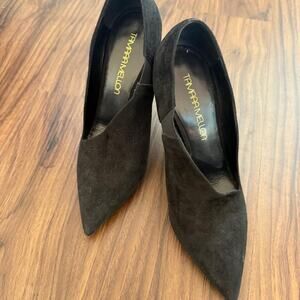 Tamara Mellon Black suede pointed toe high heel pumps Size 7